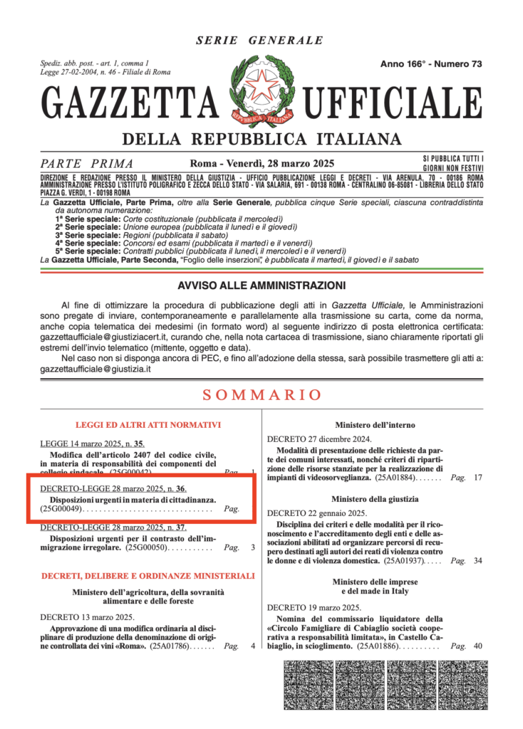 Lei da Cidadania Italiana 2025